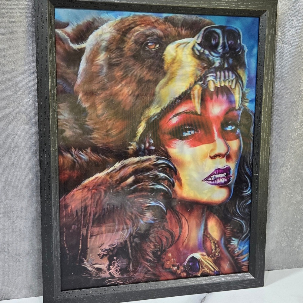 3D Lenticular Motion Wall Art Indigenous Native American Decor 13x17 Framed - Picture 2 of 7